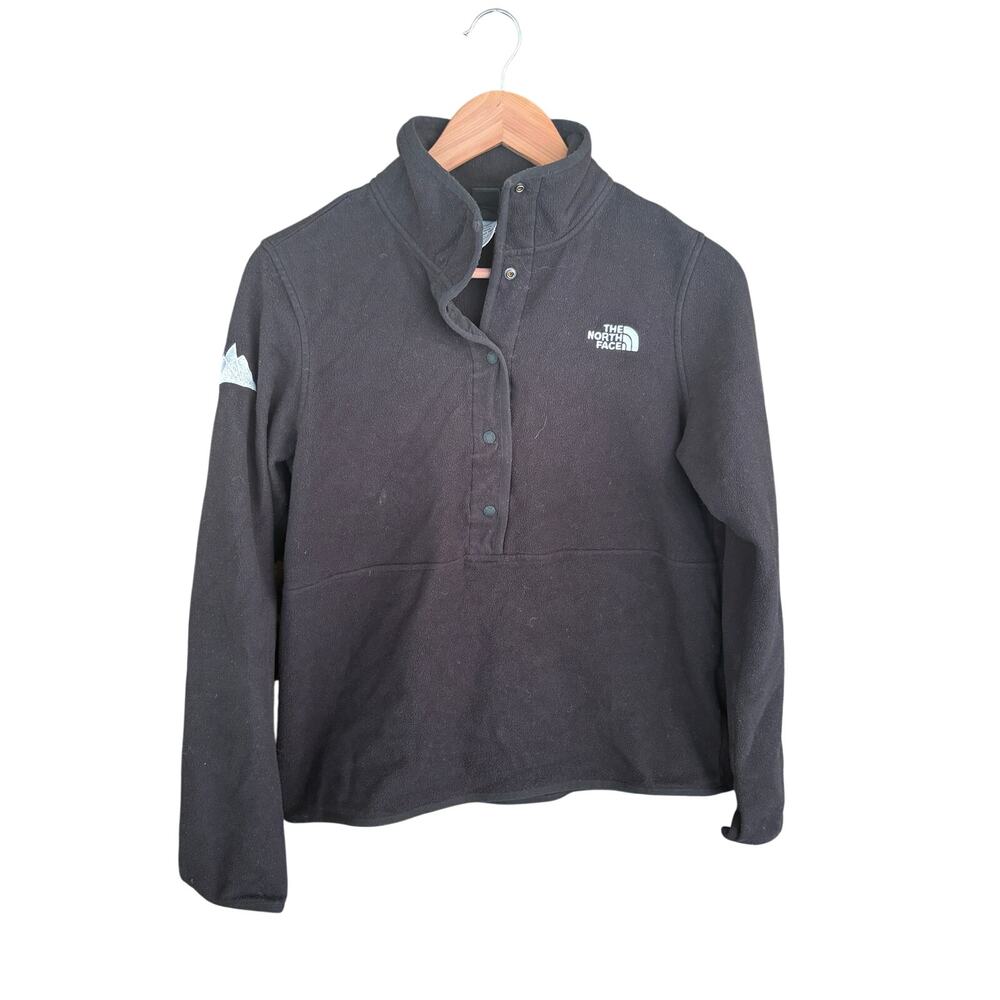 North Face Womens Alpine Polartec Fleece Snap Jacket M Black TNF Camp Hike